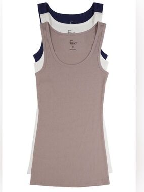 Cotton Ribbed ultra soft cotton strech Tank Top 3-Pack ideal for layering nwt